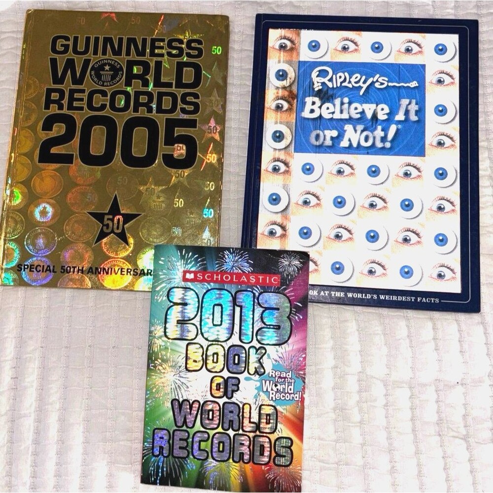 Lot of 3 Collectable Guiness World Book Records and Ripley's Books